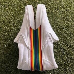 White Vans with Rainbow Stripe